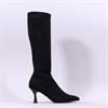 Miss Elastic Pointed High Heel Knee High - Black Stretch